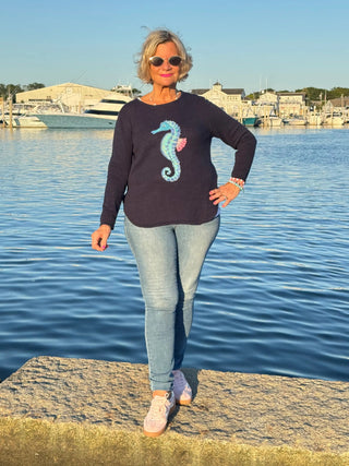 LULU-B NAVY SEAHORSE SWEATER LULU-B