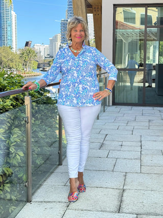 LULU B CORAL BREEZE RUFFLE TOP LULU-B