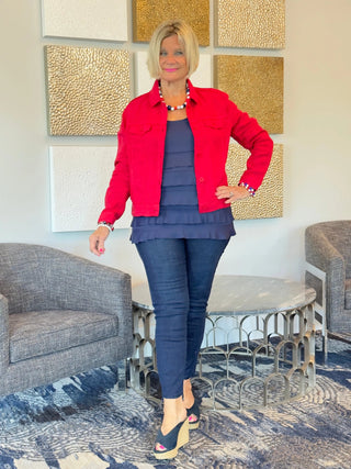 KEY WEST RED LINEN JACKET LULU-B