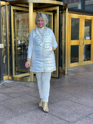 SNOW GOLD METALLIC PUFFER VEST LULU-B
