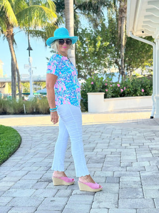SPLASH OF PINK  SHORT SLEEVE LULU-B