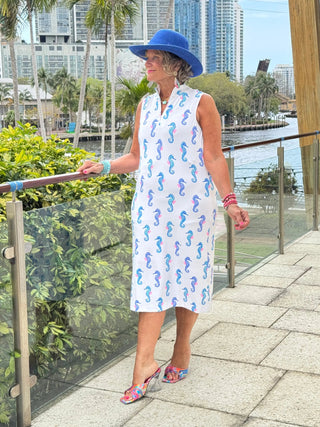 LULU B SHORELINE CHARM MIDI SLEEVELESS 1/4 ZIP MAXI DRESS LULU-B