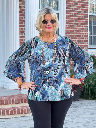 LEOPARD BLUE FASHION TOP Cathys Place