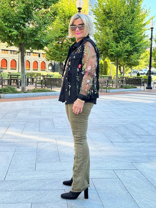 Ethyl The Long  Olive Lean Flair Jean - Elevated ETHYL JEANS