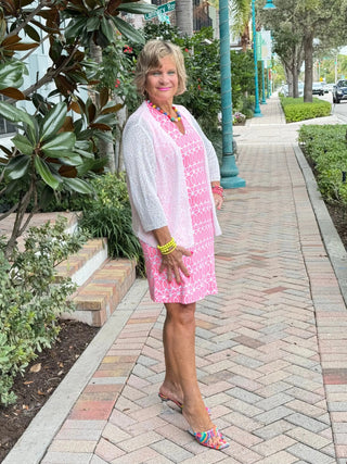 LULU-B CORAL ISLAND SHIFT RUFFLE DRESS LULU-B