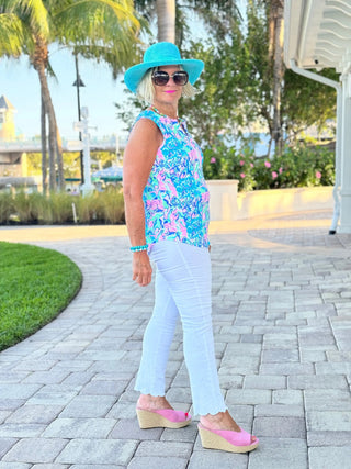 SPLASH OF PINK  SLEEVELESS V TOP LULU-B