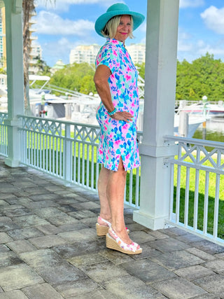 PINK PETALS SHORT SLEEVE DRESS LULU-B