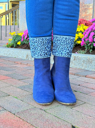 LULU-B NAVY LEOPARD CUFF JEANS LULU-B