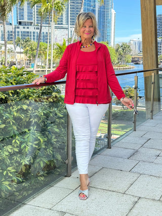 CRIMSON RED FULL ZIPPER LULU-B