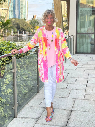 ETHYL PINK WATERCOLOR CARDIGAN ETHYL JEANS