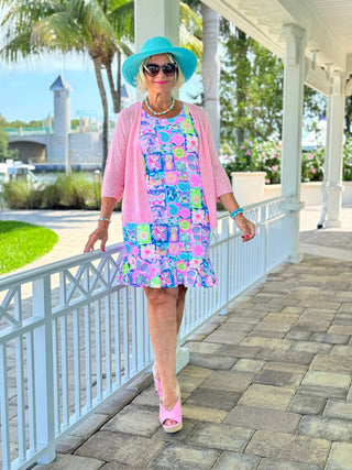 SANDY BEACH COLOR HALTER RUFFLE DRESS LULU-B