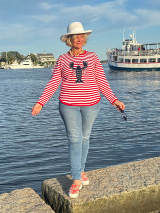 RED STRIPED LOBSTER SWEATER Cathys Place