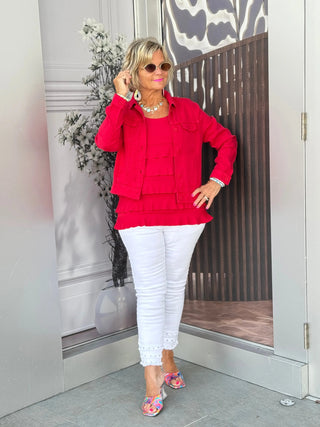 LULU-B CRIMSON RED LINEN JACKET LULU-B