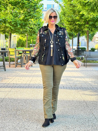 Ethyl The Long  Olive Lean Flair Jean - Elevated ETHYL JEANS