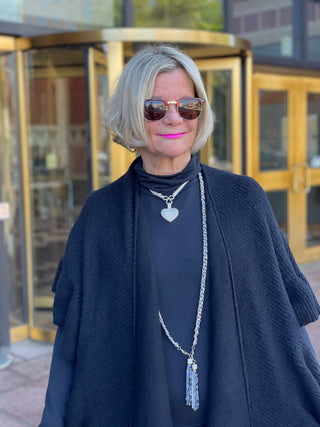 SILVER LONG TASSLE NAVY ACCENTS Alexander Jewelry