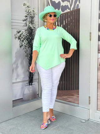 CLEAR LIME ASYMMETRIC TOP LULU-B