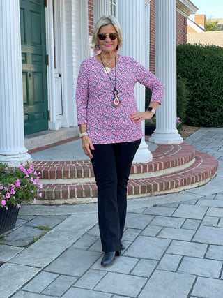 AUBREY PINK V NECK TOP LULU-B