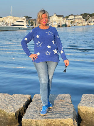 LULU-B CHENILLE BLU STAR SWEATER LULU-B