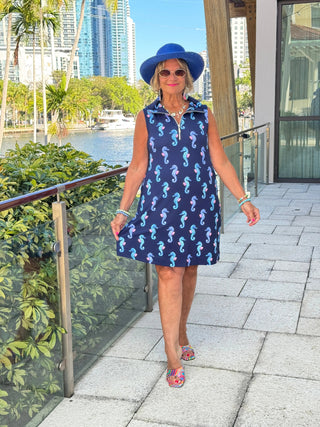 LULU B MIDNIGHT REEF ZIPPER SWING DRESS LULU-B