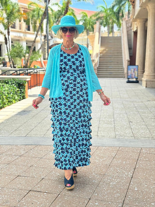 BLUE MEDALLION CHA CHA MAXI DRESS LULU-B