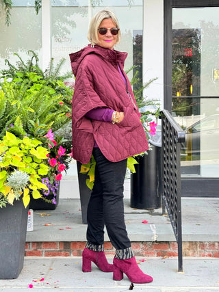 BURGUNDY QUILTED SNAP JACKET CALIFORNIA DREAMING