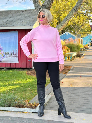 CLEAR PINK MOCK NECK TOP LULU-B
