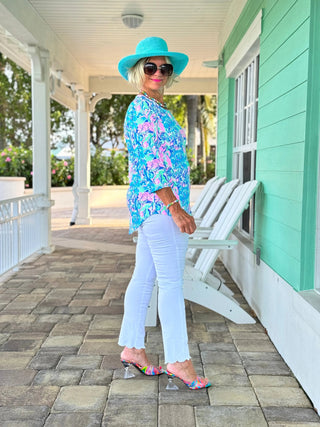 SPLASH OFF PINK ASYMMETRICAL TOP LULU-B