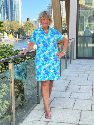 LULU B STARFISH SPLASH SHORT SLEEVE DRESS LULU-B