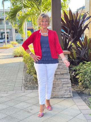 LULU-B CRIMSON RED PEYTON SHRUG LULU-B