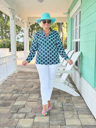 BLUE MEDALLION HALF ZIPPER LULU-B
