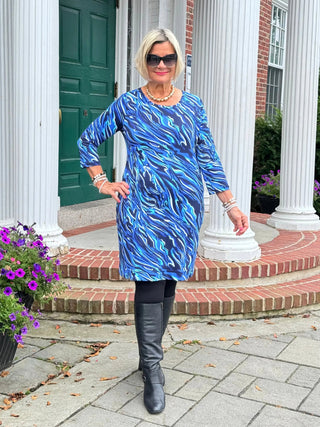 LULU-B SIZZLE BLUE SLEEVE DRESS LULU-B