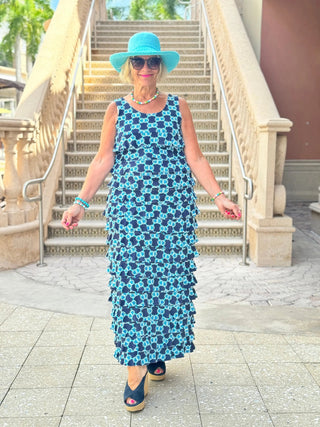 BLUE MEDALLION CHA CHA MAXI DRESS LULU-B