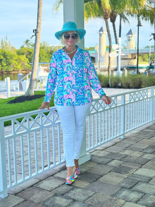 SPLASH OF PINK  HALF ZIPPER LULU-B