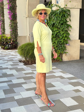 LULU-B SOLID SUNSHINE NOTCH SLEEVE DRESS LULU-B