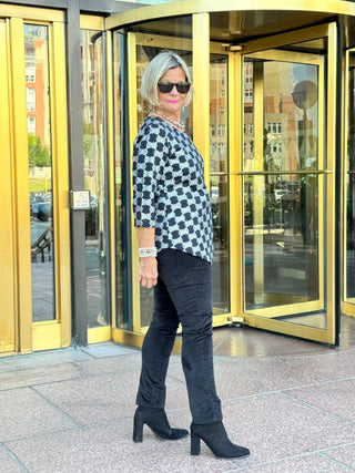 LULU-B BLACK & SILVER METALIC ASYMMETRIC TOP LULU-B