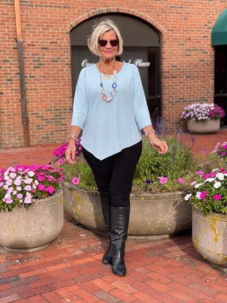 LULU-B SOFT BLUE ASYMMETRIC TOP LULU-B