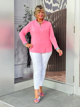 CORAL ZIPPER TOP - Cathys Place