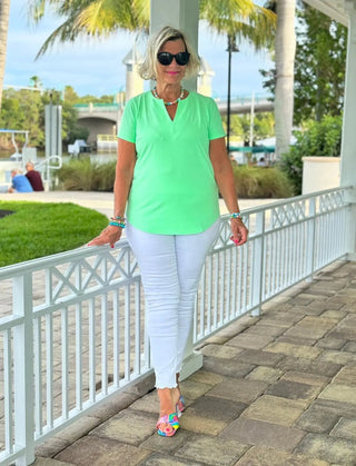 CLEAR LIME SHORT SLEEVE TOP LULU-B