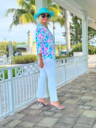 PINK PETALS ASYMMETRICAL TOP LULU-B