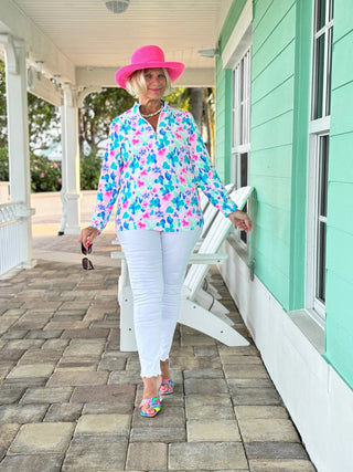 PINK PETALS HALF ZIPPER LULU-B