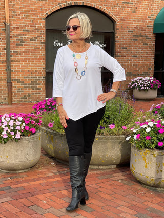 LULU-B WHITE ASYMMETRIC TOP LULU-B