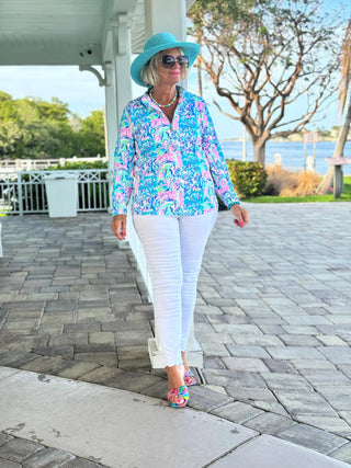 SPLASH OF PINK  HALF ZIPPER LULU-B