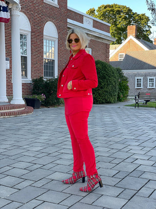 HOLIDAY RED VELOUR JACKET LULU-B