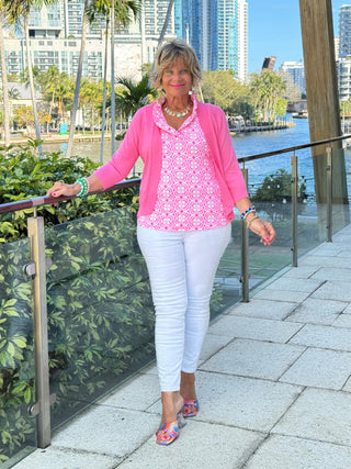 LULU B TROPIC PETALS SLEEVELESS RUFFLE TOP LULU-B