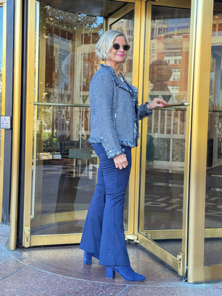 LULU-B CITY LIMIT NAVY FRINGE JACKET LULU-B