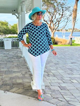 BLUE MEDALLION ASYMMETRICAL TOP LULU-B