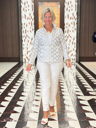 LULU-B WHITE & GOLD FULL ZIPPER JACKET LULU-B