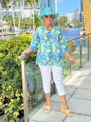 TROPIC GREEN ASYMMETRIC TOP LULU-B