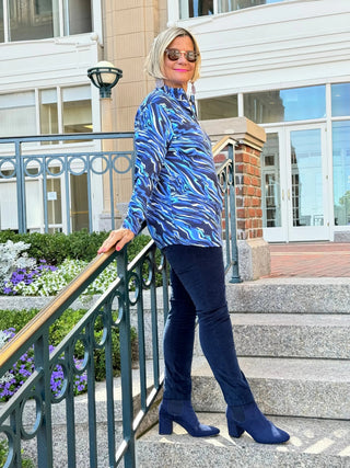 LULU-B SIZZLE BLUE HALF ZIPPER TOP LULU-B