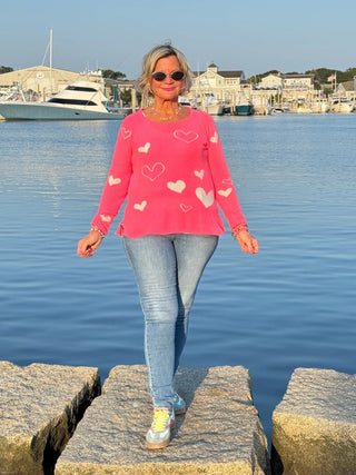 HOT PINK HEART SWEATER LULU-B
